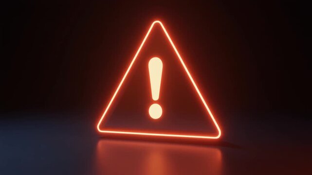 Glowing triangular error symbol with exclamation mark, symbolizing system malfunction, cybersecurity alert, and digital warning.