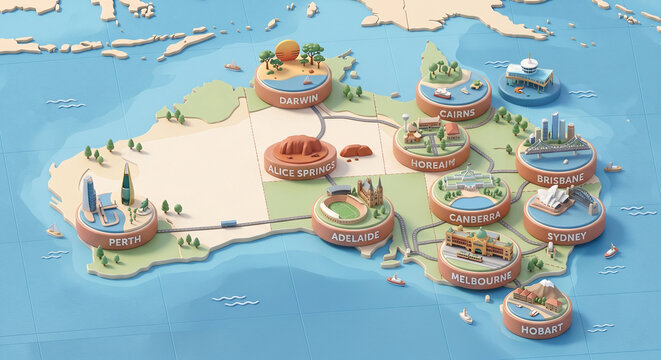 Stylized Australia map illustration