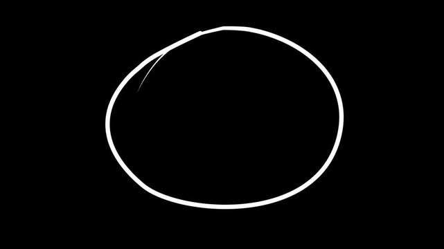 Set of animated hand-drawn circle lines on black background.