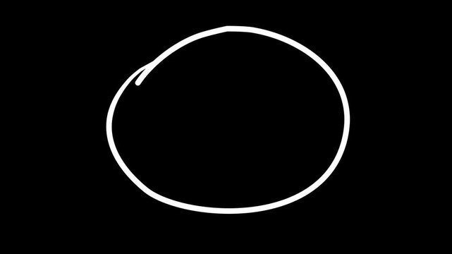Set of animated hand-drawn circle lines on black background.