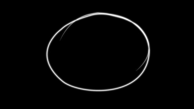 Set of animated hand-drawn circle lines on black background.