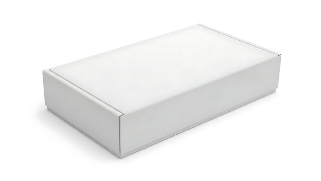 Empty white cardboard box on a plain surface