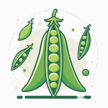 Illustration of fresh green peas in pods