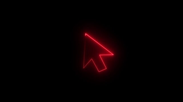glowing Neon click icon. arrow icon with simple design animation.