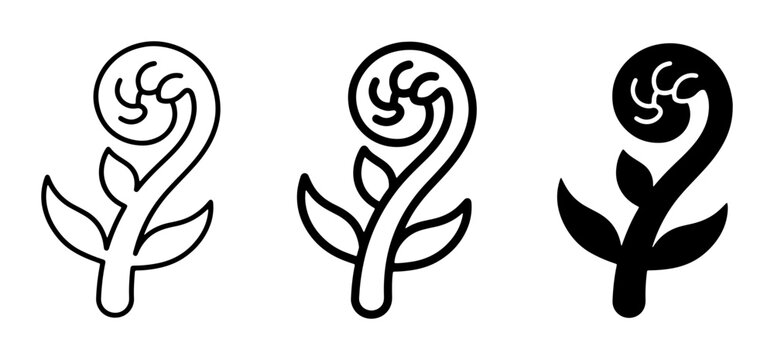 Fern Frond Icons, Koru Symbol Vector Art, Nature Elements Set, Spiral Growth Graphics