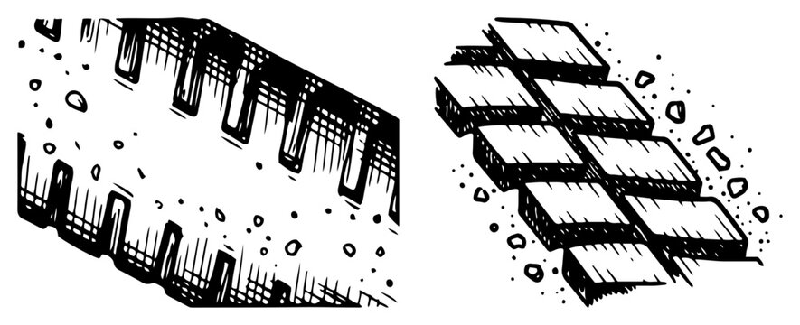 Isometric Stone Pavement and Industrial Corrugated Surface Texture Set Architectural Elements