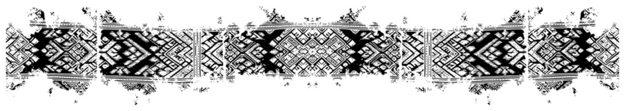 Ethnic Tribal Geometric Pattern Border Traditional Folk Ornament for Textile and Decorative Design