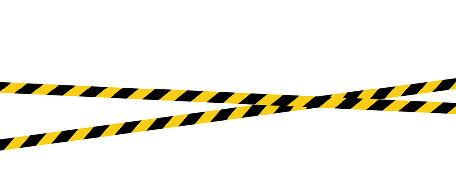Crossed Caution Tape Safety Barrier Isolated on Transparent Background