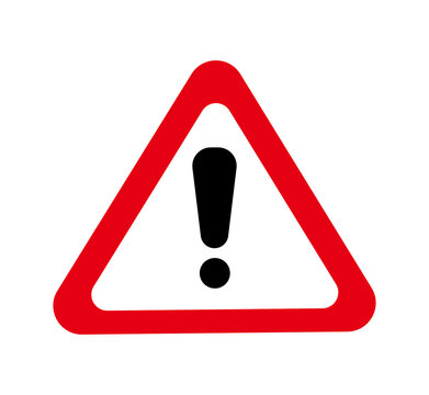 Warning Triangle Safety Sign with Exclamation Mark Isolated on Transparent Background