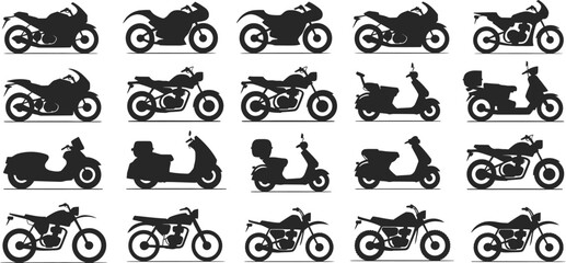 motorcycle silhouettes vector set two wheeler icons © AIcon Star