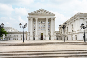 Naklejka premium Government of the Republic of North Macedonia building in Skopje, North Macedonia
