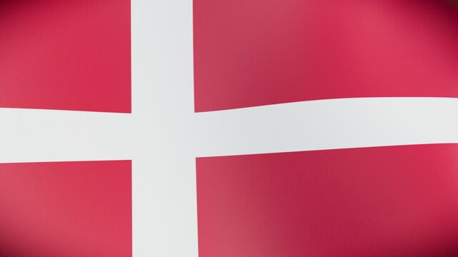 Vibrant Danish 3D flag waving gracefully, a seamless looping corporate motion graphic on bright green screen for easy keying