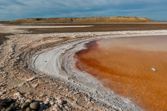 Salt ponds in a mexican desert.