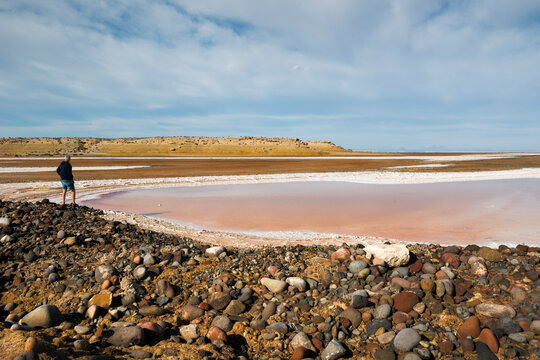 Salt ponds in a mexican desert.
