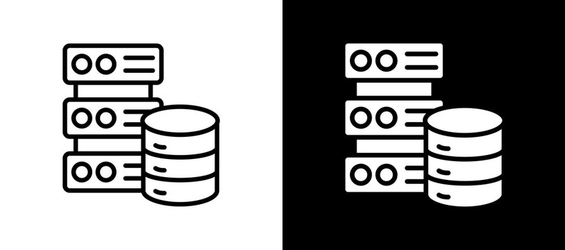 Data Server Icon Set In Black And White Filled Style Collection