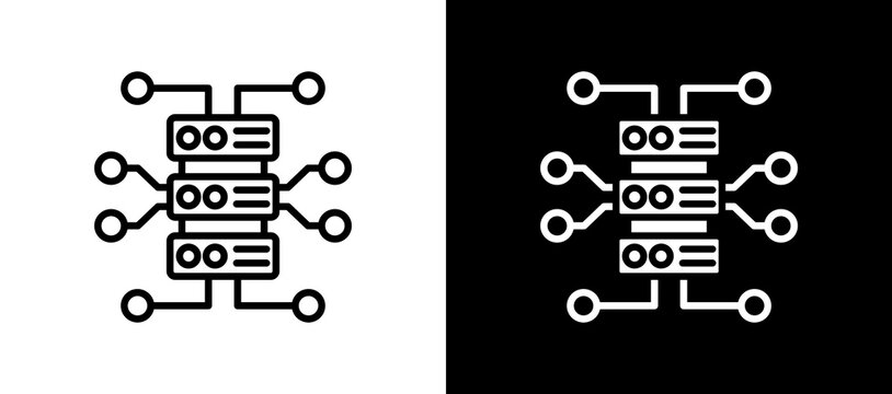 Data Pipeline Icon Set In Black And White Filled Style Collection