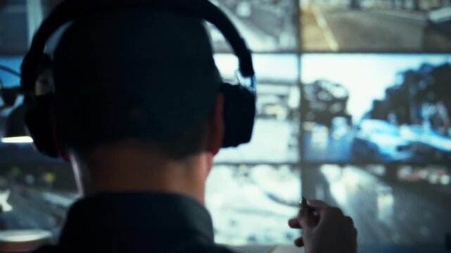 In a bustling control center, a traffic analyst monitors screens, evaluating vehicle flow and adjusting signal timings. His precise oversight directs car movement, optimizing urban traffic management
