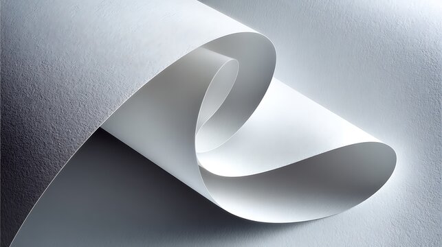 White abstract swoosh shape on light grey background