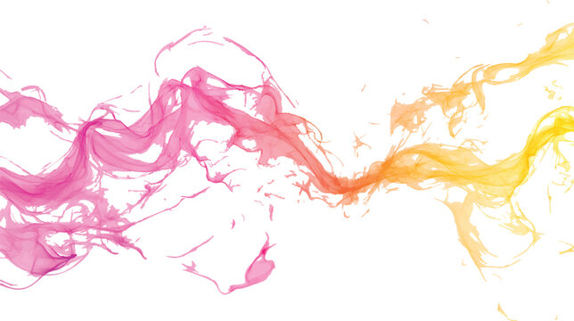 pink and yellow smoke waves with white lightning, on a transparent background