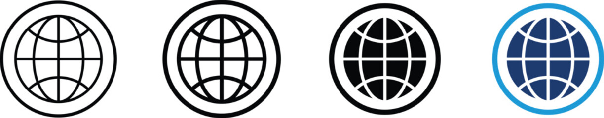 Set of Web internet icon. Global world symbol for internet, network, international communication, worldwide business, travel and web applications, Vector Illustration. © sotejarts