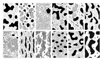 Organic abstract texture patterns and sketchy ink swatches in hand drawn style © Wera