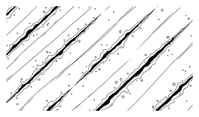 Fototapeta premium Claw marks pattern featuring diagonal animal scratches in monochrome line art style