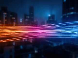Obraz premium Abstract light trails with glowing neon lines in the dark