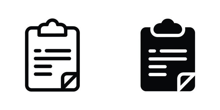 Clipboard icon vector illustration, checklist document symbol for task management, survey forms and office productivity workflow design.