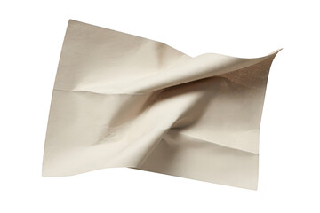 Fototapeta premium A single sheet of off-white paper with soft folds and gentle curves, isolated on a solid black background, studio lighting