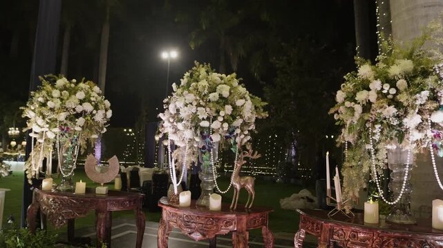 Luxury Indian Wedding Decor with Floral Mandap, Elegant Stage Design, Traditional Ceremony Setup, and Grand Celebration Venue Decoration