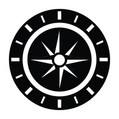 Fototapeta premium Compass Rose Icon Black and White Navigation Symbol for Travel Maps and Directional Orientation