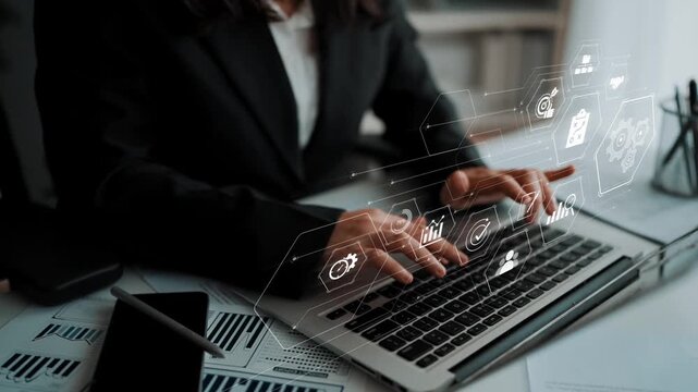 Business management system showing teamwork, productivity, and planning. Management supports goal, management tracks progress, management improves teamwork, and enhances productivity. Marrow