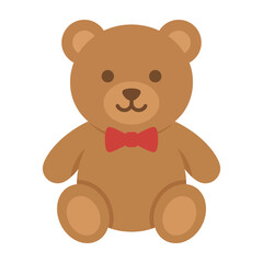 Fototapeta premium Cute brown teddy bear with red bow tie children childhood illustration character adorable friendly birthday playtime innocent happiness