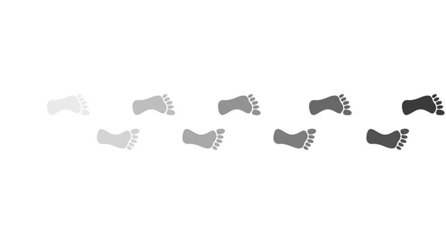 Set of five different cartoon footprints in various shades isolated for design and illustration projects