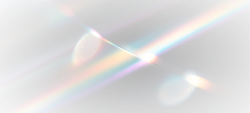 Abstract rainbow holographic glow with crystal prism rays. Vibrant light leak and lens flare on gradient space. Futuristic overlay for creative backgrounds.