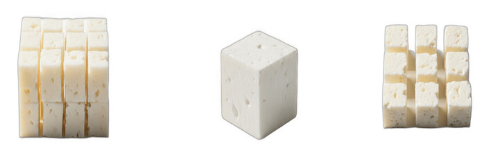 Feta Cheese Cubes PNG Clipart, White Diced Cheese Block Set for Salad and Cooking Design, Isolated Soft Greek Cheese Graphic Elements, Dairy Product Food Photography Illustration Bundle, Transparent B © Rama