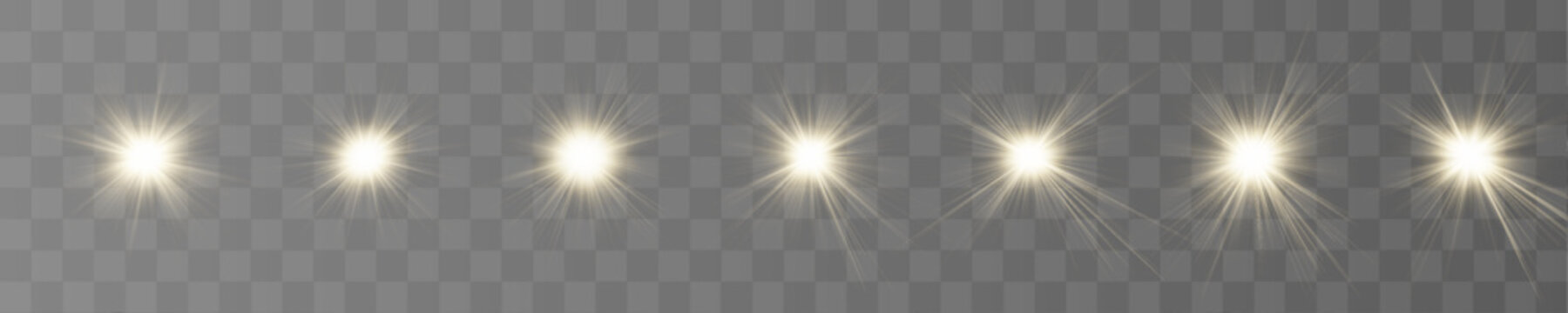 Golden star lights glow softly over dark gradient. Subtle sparkle effects enhance calm visual flow. Vector illustration pack for creative work.