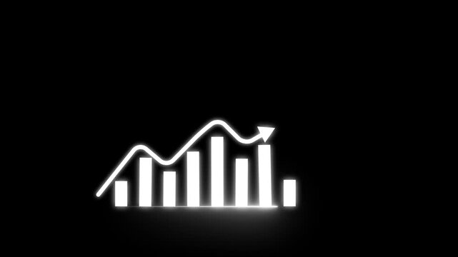Futuristic business graph growth animation showing rising corporate marketing sales and financial profit chart