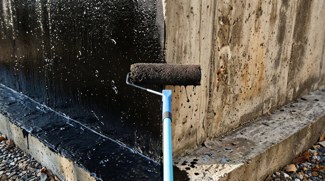 Waterproof Foundation Coating Applied on Building Basement Wall