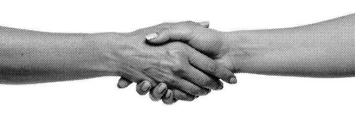Two hands handshake gesture halftone © Artem