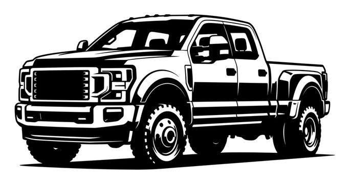 Pickup truck off road vehicle monochrome