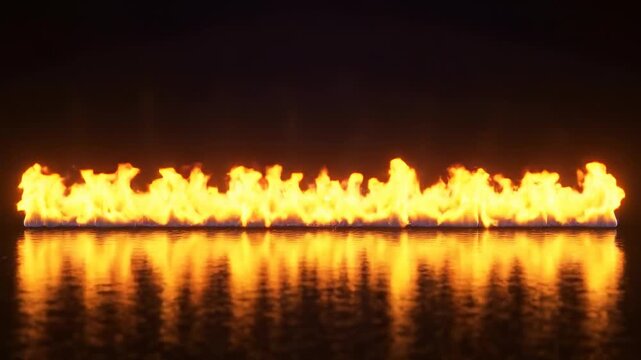 Abstract digital waves and fiery flames in dynamic motion