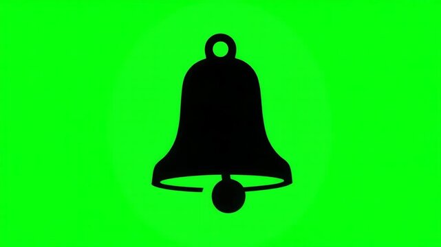 Black bell silhouette isolated on green screen background 4K video sign alert notification ring sound sign alert notification ring sound 4K video