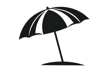 Obraz premium beach umbrella silhouette line art vector illustration