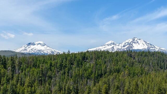 A time lapse of clouds passing over the Three Sisters mountains in central Oregon