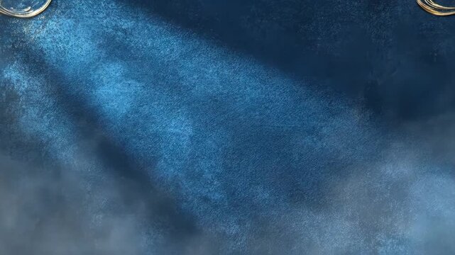 Elegant dark blue textured background with golden ornate details and subtle smoke effects