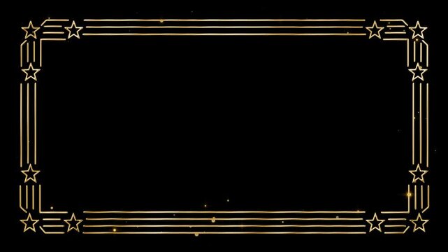 Elegant golden star overlay frame designed for title placement, award graphics, gala announcements, and premium event presentations with chroma key compatibility