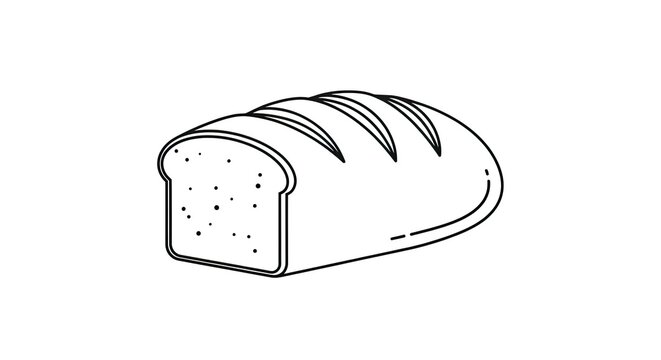Minimalist loaf of bread line art isolated on white