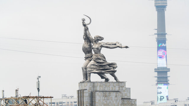 Moscow, Russia, May 04, 2026: Sculpture Worker and Collective Farmer Sculpture by Vera Mukhina