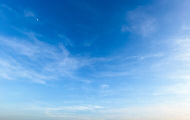 Fototapeta premium Bright blue sky, hot, soft clouds, fresh wind, nature of spring, 